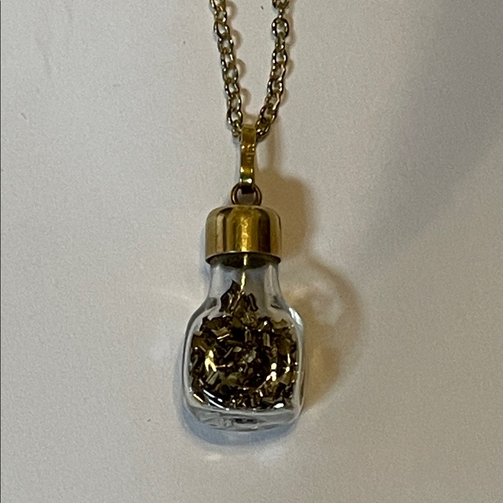 14kt Gold  in a Glass Bottle Pendant Necklace